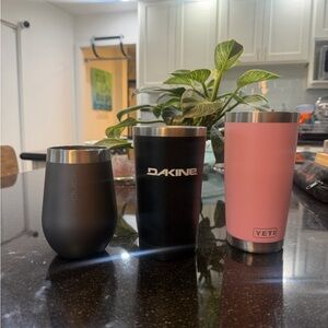 Yeti & Dakine Black and Pink Stainless Steel Tumblers